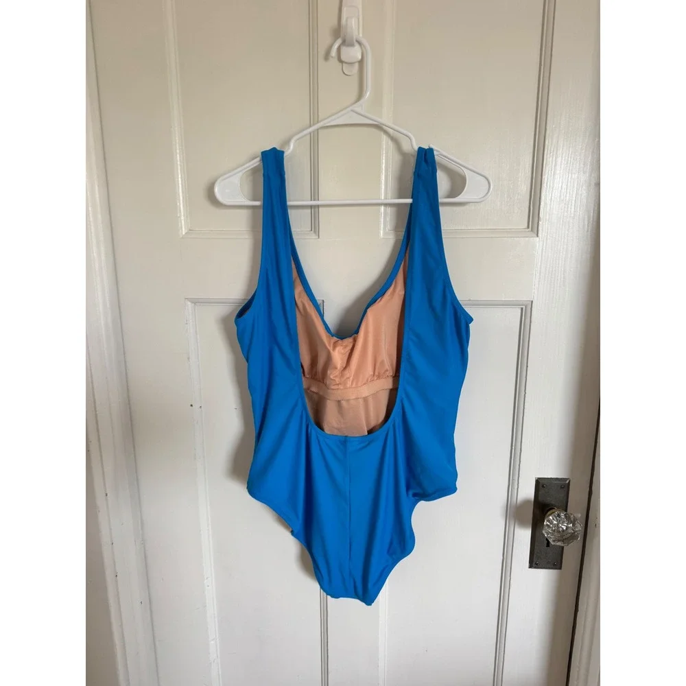 J.Crew Heritage scoopback one-piece swimsuit in Bondi Blue size 16